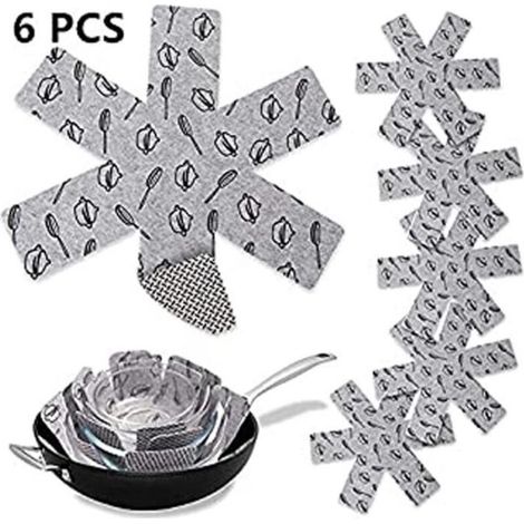 Bardusch - 6Pcs Protection Casseroles Et Protège-Poêle Antidérapantes Coussin De Protection Tapis De Pot D\'Isolation Pour Éviter Griffures Ra