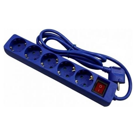 Regleta con Interruptor Phasak BN 0825/ 5 Tomas de Corriente/ Cable 1.8m/ Azul