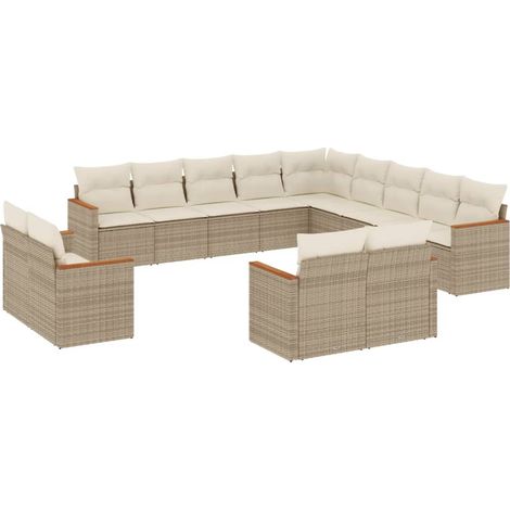 Maison Exclusive - Set sofás de jardín con cojines 13 pzas ratán (1/5)