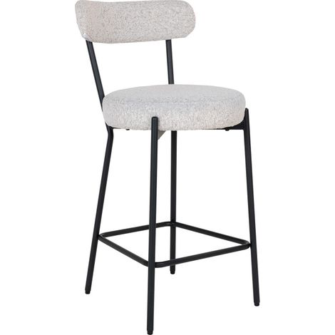 ERIN-Chaise de bar en tissu bouclé écru (1/5)