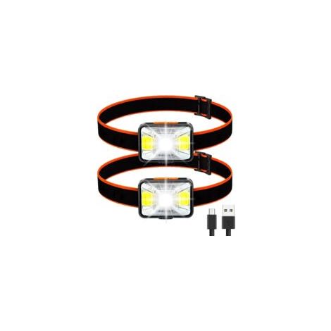 Set mit 2 leistungsstarken Stirnlampen, LED-Stirnlampen, USB-aufladbar, 5 Leuchtmodi - Crezuo (1/3)