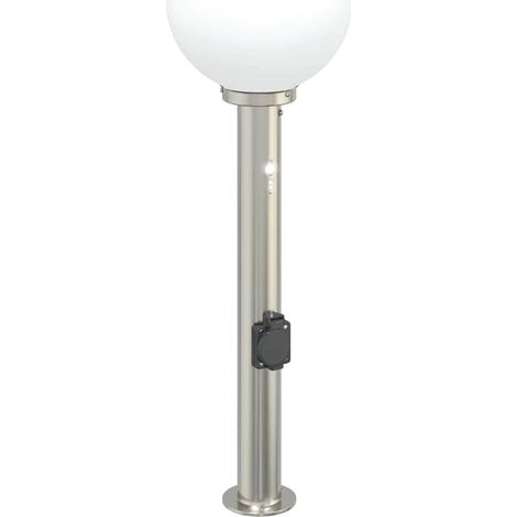 vidaXL Borne lumineuse avec détecteur et prise 80 cm acier inoxydable IP44 (1/5)