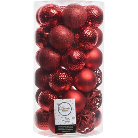 Röhre mit 37 dekorativen roten Kugeln für den Weihnachtsbaum Ø6cm