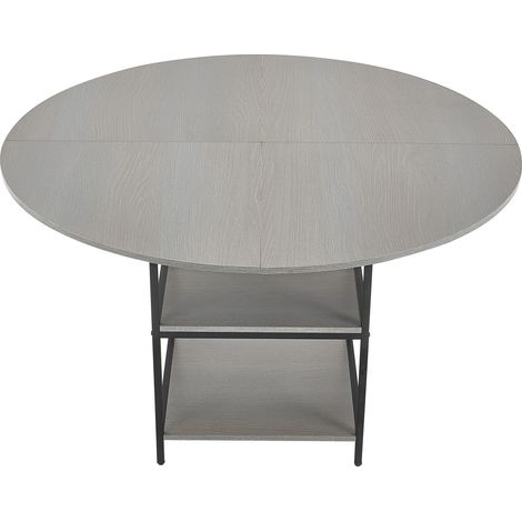 Table de repas ronde 120 cm en bois pour 4 à 6 personnes, meuble de salle à manger design avec rangement et pieds métalliques, table de cuisine pour salon, grise (table seule) (1/5)