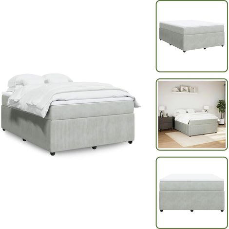 Sommier à lattes de lit et matelas Gris clair 140x190cm Velours - Sommier À Lattes De Lit - Sommiers À Lattes De Lit - Lit - Meuble De Chambre À Coucher (1/5)