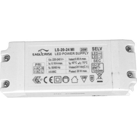 Alimentatore Trasformatore Lungo Sottile 24V 20W 0,83A Con Carcassa In Plastica Eaglerise LS-20-24 MI (1/3)