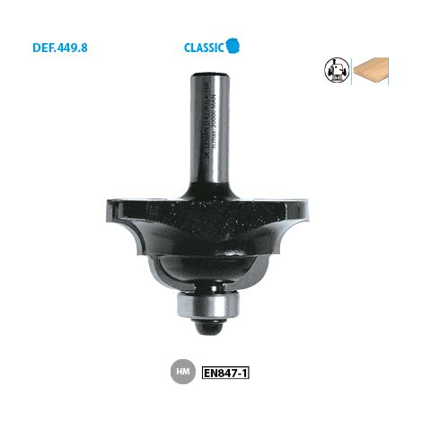 Leman - Mèche profil HM pour moulures décoratives + guide à billes D.43 x 19 mm queue 8 mm (1/2)