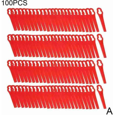 Lames de coupe en plastique (lot de 100) pour débroussailleuse électrique sans fil, outil de rechange pour tondeuse à gazon (1/4)
