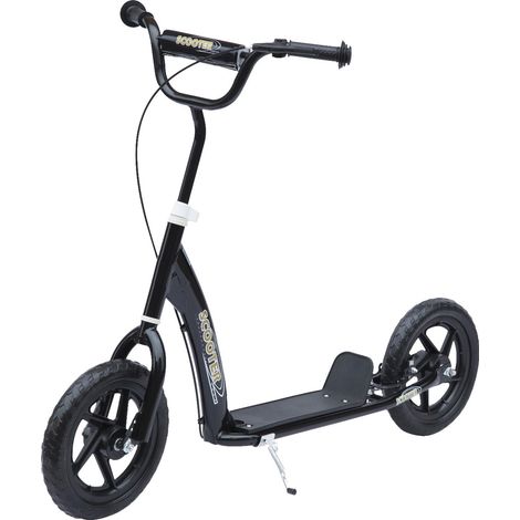 Trottinette enfant, avec guidon réglable, grandes roues et frein arrière, trottinette urbaine 12 pouces pour garçons et filles de 5 à 12 ans, en acier noir. (1/5)