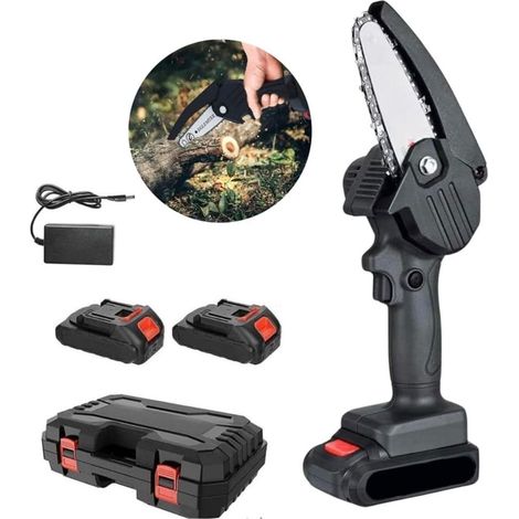 TRADE SHOP - Mini Motosega 4" Con Doppia Batteria 48v Valigetta Per Potatura Lavori Legno Fai Da Te - (1/5)