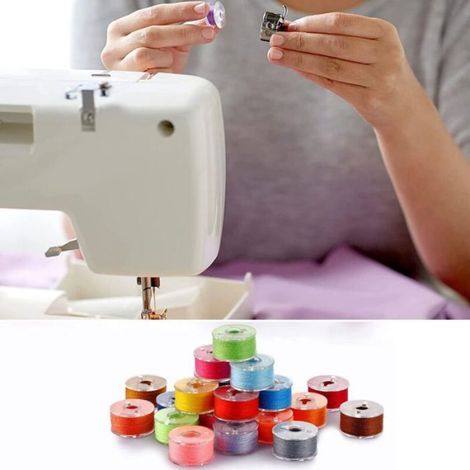 Canettes pour machine coudre bobines universelles en plastique avec bote de rangement lot de 25 pices transparentes (1/4)