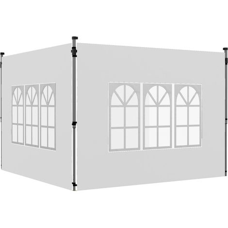 Panneaux latéraux pour pavillon 3x3/3x4 m avec fenêtres, lot de 2, tissu Oxford blanc (1/5)