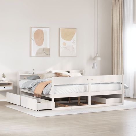 Massivholzbett ohne Matratze Weiß 180x200 cm Kiefernholz (1/5)