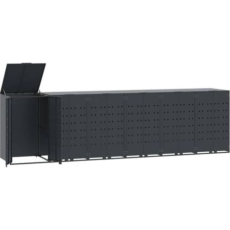 Casiers roulants pouvant contenir 6 poubelles, couleur anthracite (1/5)