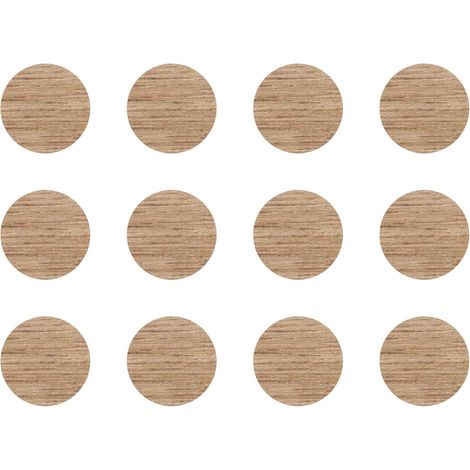 12x Cache vis adhésif autocollant diamètre 40mm protection bouchon trou obturateur meuble table chaise maison, Chêne doré (1/4)