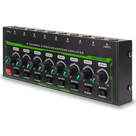 Amplificateur de casque 8 canaux, interface d'entrée/sortie 6,35 mm, amplificateur de son stéréo portable pour casque, répartiteur audio, idéal pour la scène et le studio. (1/5)