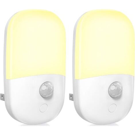 Veilleuse LED à intensité variable avec détecteur de mouvement, blanc chaud et doux, luminosité réglable, pour chambre, salle de bain, cuisine, couloir, escalier, lot de 2 (1/5)