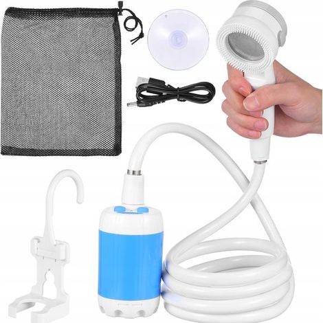 Ducha portátil para camping, 5000 mAh, Ducha móvil, Ducha móvil recargable, Ducha portátil, Batería recargable, Con plato de ducha multifuncional (1/5)
