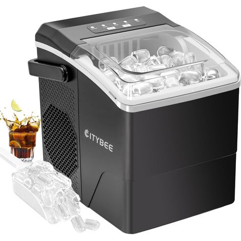 Macchina per ghiaccio, piccola macchina ghiaccio silenziosa GBLY - 2 dimensioni, macchina per ghiaccio a pallini, mini macchina per ghiaccio per 9 cubetti Pronto in 6 minuti,  con maniglia portatile