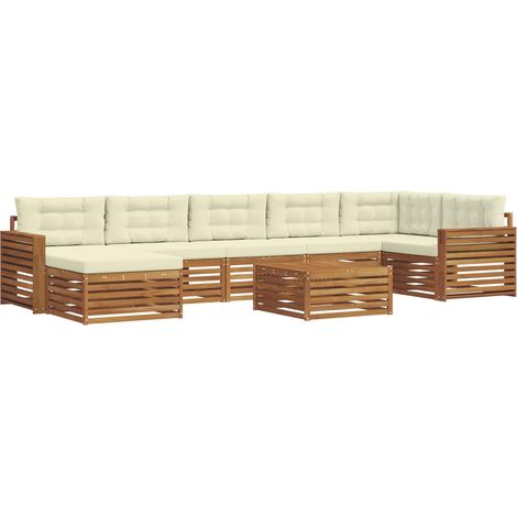 Conjunto de sofás de exterior con cojín 8 pcs Natural y Crema vidaXL (1/5)
