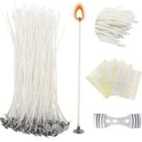 Ulisem100 Stoppini per candele cerati da 15 cm con base per la fabbricazione di candele (1/4)