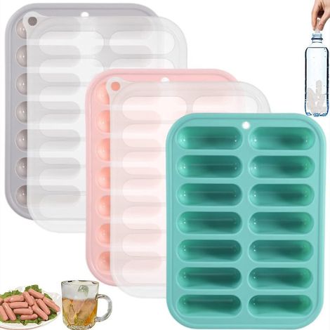 3x Bac Glaons En Silicone, Moule Glaons Avec Couvercles, Moule Saucisse Et Hot Dogs, Rsistants Au Lave-vaisselle Et Au Four, Adapts Aux Bouteil (1/5)