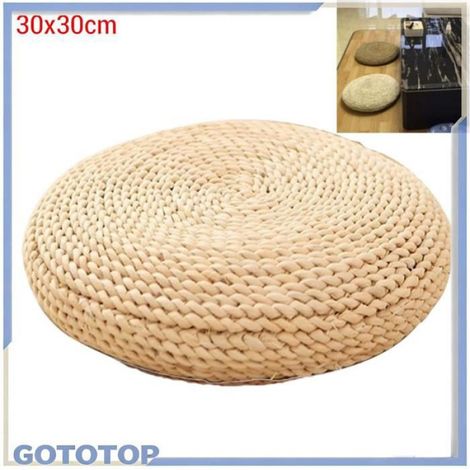 Coussin rond en paille Coussin de paille rond, coussin de méditation de Yoga, rembourrage en soie, tapis de sol sport yoga (1/4)