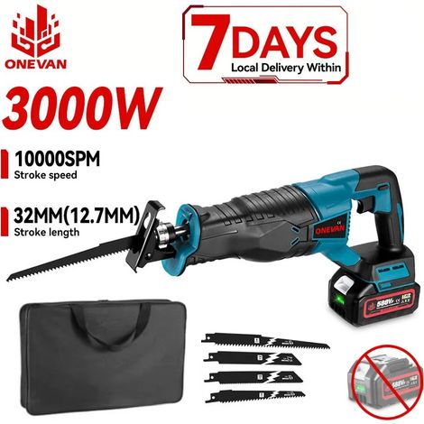 3000W scie alternative électrique sans fil tronçonneuse de coupe de tuyaux métalliques outils électriques de travail du bois pour batterie Makita 18V, Sans batterie (1/5)