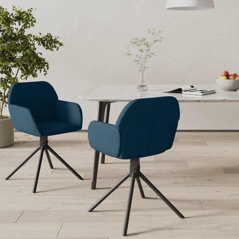 Esszimmerstühle 2 Stk. Drehbar Blau Samt
