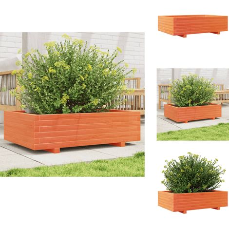 Jardinière cire marron 90x60x26,5 cm bois de pin massif - Jardinier - Pot De Fleurs - Bac À Plantation - Extérieur - Terrasse (1/5)