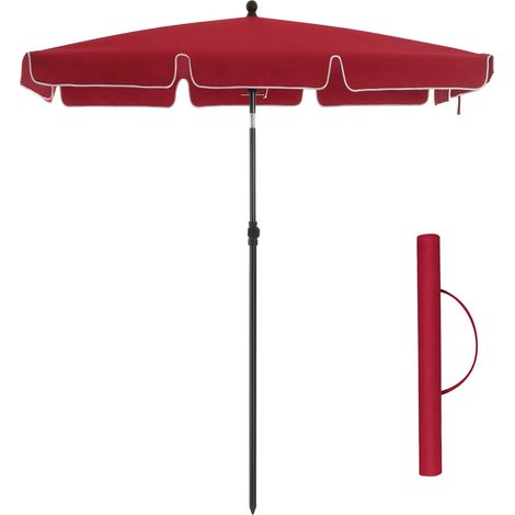 Parasol de Balcon rectangulaire 2 x 1,25 m, Protection UPF 50+, Ombrelle, Toile avec revêtement en PA, Sac de Transport, terrasse, Jardin, sans Socle, Rouge GPU025R01