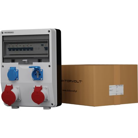 Tableau électrique de chantier ECO-S/FI 32 A, 16 A, 2 x 230 V, prises Bals Doktorvolt DV-2589-F (1/5)