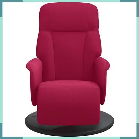 356685 Fauteuil inclinable avec repose-pied rouge bordeaux velours (1/5)