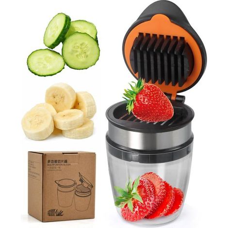 Ecleanfy - Trancheuse à Tasse, Oeuf Trancheuse, Acier Inoxydable, Trancheuse de Fraises, Tranchage Portable, , Design Amovible, Coupe Rapide (1/5)