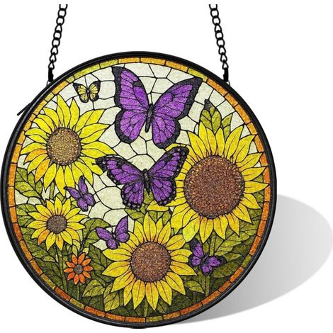 Vitrail suspendu pour décoration élégante, diamètre: 15 cm (1/5)