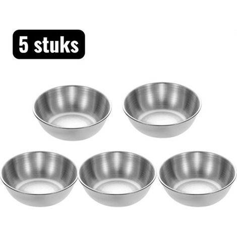 5 pezzi - Ciotole - Ciotole rotonde in acciaio inox per salse - Mini ciotole - Piccole ciotole in acciaio inox per salse e spezie per fonduta, barbecue e tavola - Oro rosa (1/5)