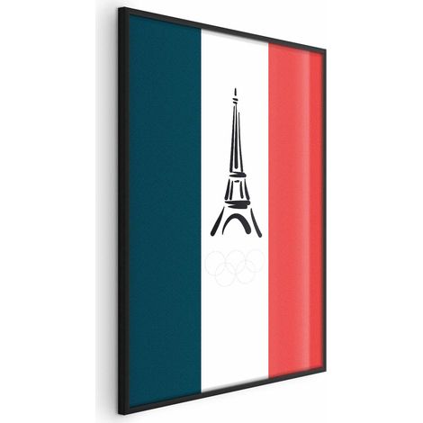 Poster – Grafik des Eiffelturms vor dem Hintergrund der französischen Flagge (1/4)