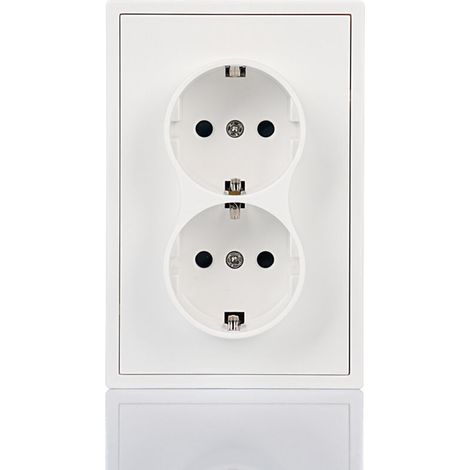 Double Grounded Power Outlet, 16A Single Gang, Screw or Claw Mounting, with Child Safety Shutters