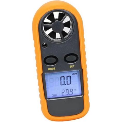 Digitales Taschenanemometer mit LCD-Anzeige, Windgeschwindigkeits- und Temperaturmessgerät mit Knopfzelle