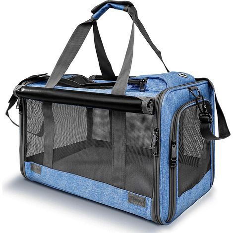 Faltbare und tragbare Transporttaschen für große und mittelgroße Katzen, blaue Farbe, Modell. (1/5)