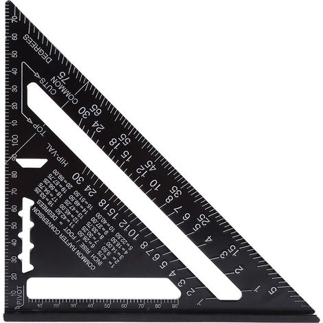(Métrique)7" Rapporteur d'angle de triangle, couleur noire, Équerre Triangle Règle d'Angle Rapporteur en alliage d'aluminium