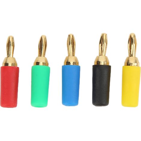 Lot de 2 fiches bananes 2,5 mm (0,1 pouce) à 4 broches, 5 couleurs, fixation par vis et soudure, connecteur électrique en laiton plaqué or (1/5)