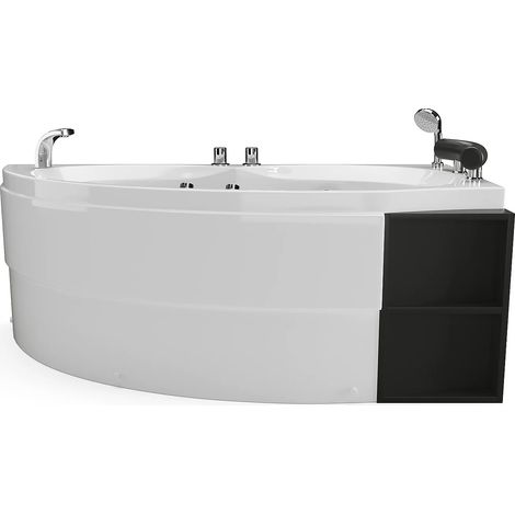 Vasca per balneoterapia asimmetrica con nicchie 1 posto 150 x 100 cm Bianca - Angolo a destra - LUANA (1/5)