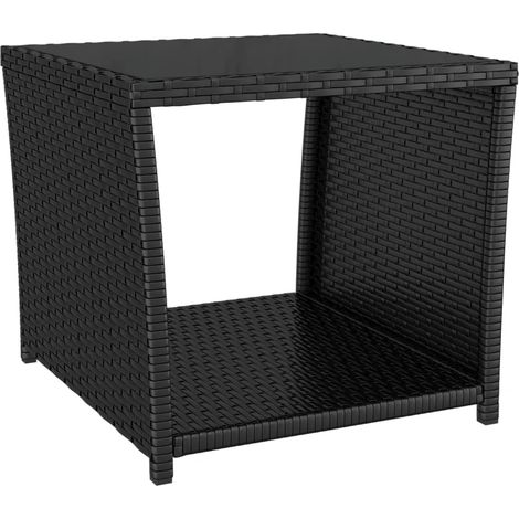 Maison Exclusive - Beistelltisch mit Glasplatte Schwarz Poly Ratt