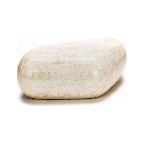 Moderner Beistelltisch in Beige aus Stein, 52 x 98 x H 27 cm