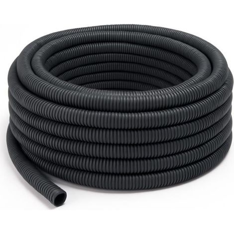 Tube Ondulé Avec Pilote - Diamètre Extérieur 25 mm - Diamètre Intérieur 19 mm - Résistance 320 N - UV Résistant - PVC Gris - 25 m (1/2)