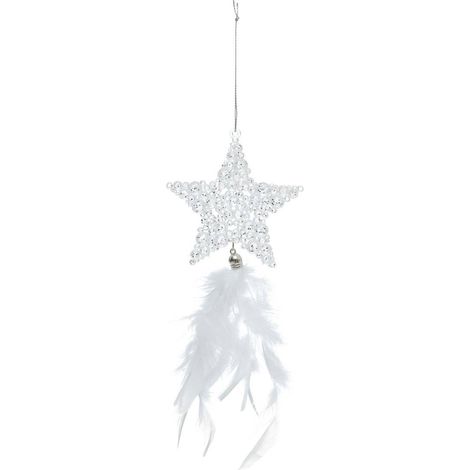 Decoración árbol de Navidad estrella perla pluma blanca 23cm - Atmosphera créateur d'intérieur