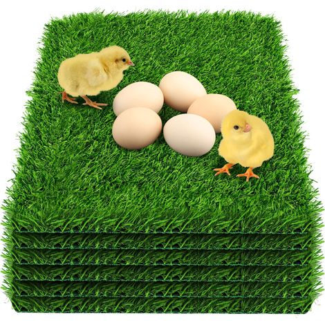 Lot de 6 tapis de nichoir pour poules, tapis de nid en gazon artificiel lavable, revêtements synthétiques réutilisables pour nichoirs de poulailler, cages pour animaux, décoration de jardin intérieur (1/5)