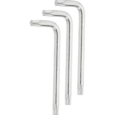 3Pcs T30 Security Anti Tamper Torx Star Bit Wrench 3.15" Long Arm L-Shaped Torx Hex Key Hexagonal Wrench Carbon Steel Manual Tool For Automotive Home Light Silver (1/5)