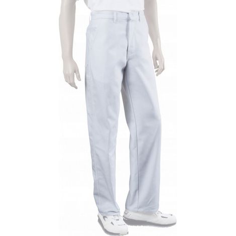 Dulary – Pantalon peintre blanc 5 poches – Polyester et coton – Taille EU 40/M – Conçu pour professionnels du bâtiment